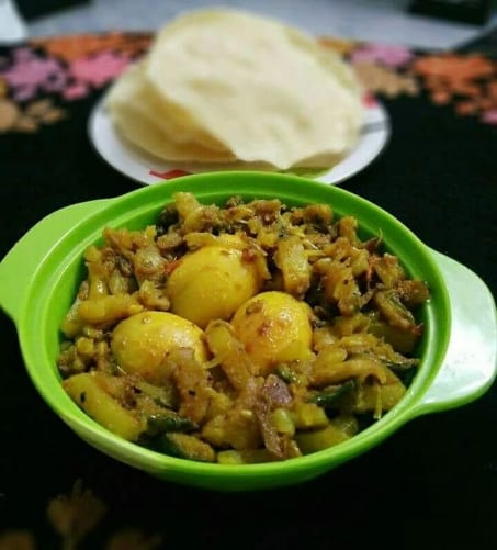 Potato Bittergourd With Egg Fry - Plattershare - Recipes, Food Stories And Food Enthusiasts