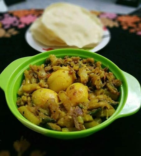 Potato Bittergourd With Egg Fry - Plattershare - Recipes, food stories and food lovers