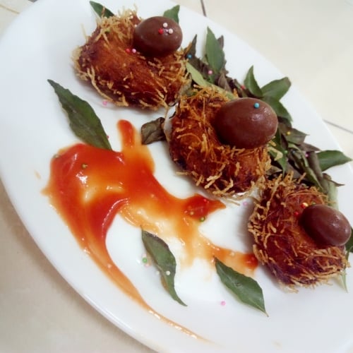 Potato Oyster Chocy Birds Nest Cutlets - Plattershare - Recipes, Food Stories And Food Enthusiasts