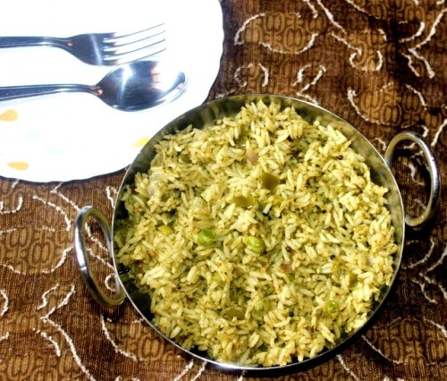 Green Rice Pulao (Rice With Greens) - Plattershare - Recipes, Food Stories And Food Enthusiasts