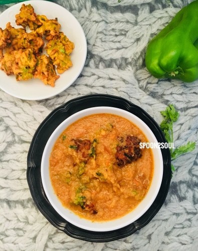 Capsicum Cucumber Pakoda Curry - Plattershare - Recipes, Food Stories And Food Enthusiasts
