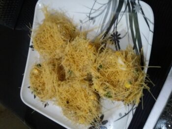 Birds Nest With Paneer Tricolor Eggs - Plattershare - Recipes, food stories and food lovers