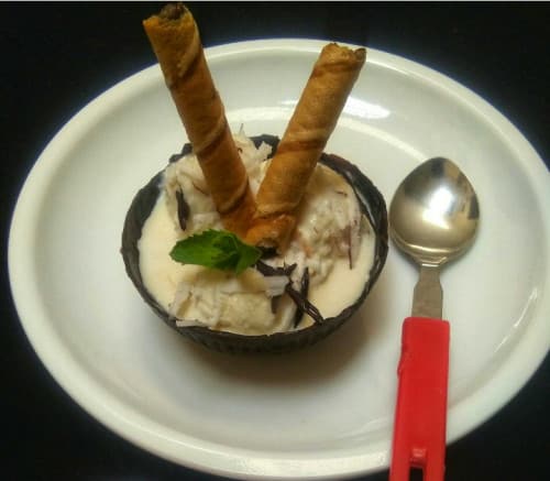 Tender Coconut Ice Cream With Edible Bowl - Plattershare - Recipes, Food Stories And Food Enthusiasts