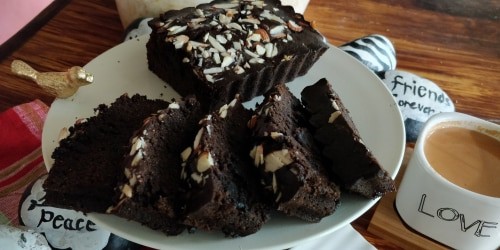 Rice And Bajra Flour Chocolate Almond Cake - Plattershare - Recipes, food stories and food lovers