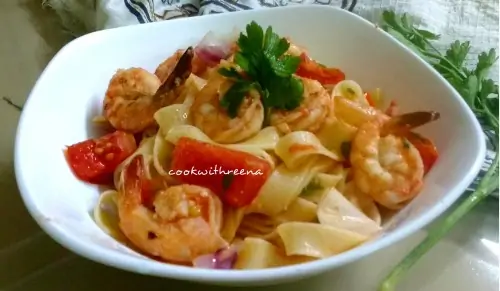 Fettuccine Prawn Pasta - Plattershare - Recipes, Food Stories And Food Enthusiasts