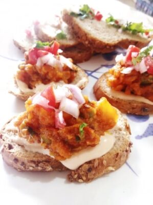 Indian Spiced Vegetable Toast: A Flavorful Twist on Pav Bhaji - Plattershare - Recipes, food stories and food lovers Indian Spiced Vegetable Toast: A Flavorful Twist on Pav Bhaji - Plattershare - Recipes, food stories and food lovers