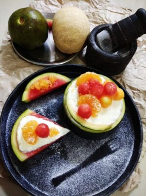Refreshing Watermelon & Melon Fruit Cake: A No-Bake Indian Dessert - Plattershare - Recipes, food stories and food lovers Refreshing Watermelon & Melon Fruit Cake: A No-Bake Indian Dessert - Plattershare - Recipes, food stories and food lovers