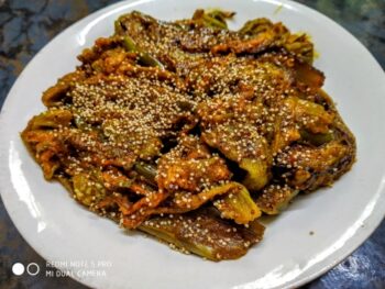Brinjal With Pumpkin Flowers - Plattershare - Recipes, Food Stories And Food Enthusiasts