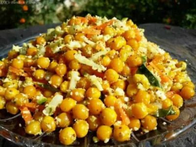 Tangy & Refreshing Thenga Manga Pattani Sundal (South Indian Yellow Pea Salad) - Plattershare - Recipes, food stories and food lovers Tangy & Refreshing Thenga Manga Pattani Sundal.