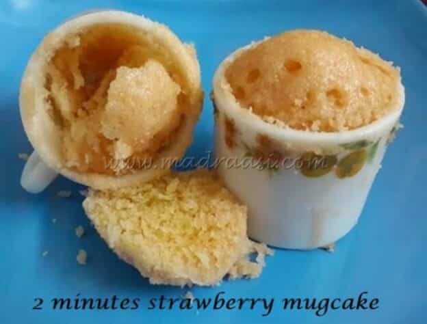 2 Minutes Strawberry Mug Cake / Instant Cake - Plattershare - Recipes, Food Stories And Food Enthusiasts