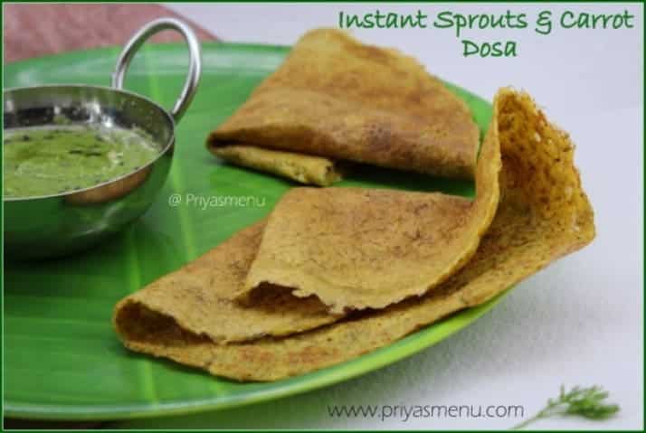 Instant Sprouts & Carrot Dosa - Plattershare - Recipes, food stories and food lovers