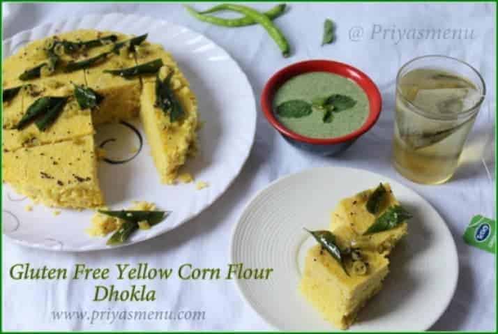 Gluten Free Yellow Corn Flour Khaman Dhokla - Plattershare - Recipes, food stories and food lovers
