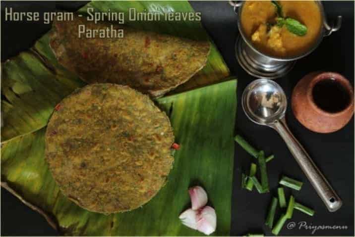 Horse Gram - Spring Onion Leaves Paratha - Plattershare - Recipes, food stories and food lovers