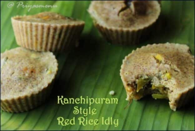 Kanchipuram Style Red Rice Idly - Plattershare - Recipes, Food Stories And Food Enthusiasts