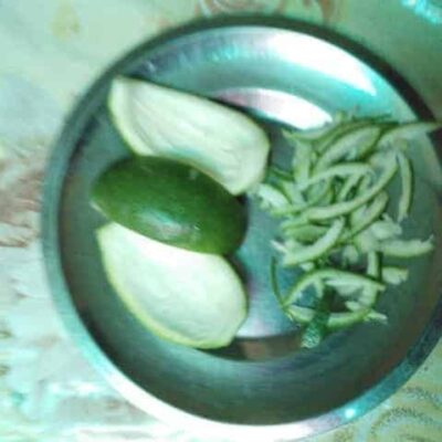 Sweet & Tangy Lemon Skin Chutney: A Lost & Found Indian Recipe - Plattershare - Recipes, food stories and food lovers Lemon skin chutney ingredients in a stainless steel bowl.