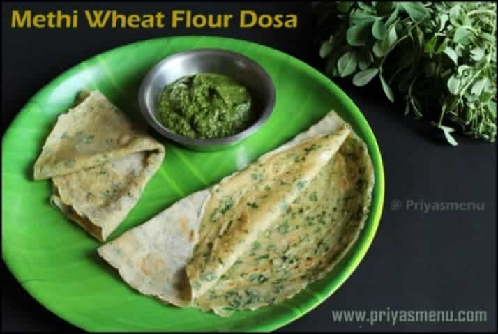 Methi Wheat Flour Dosa - Plattershare - Recipes, food stories and food lovers
