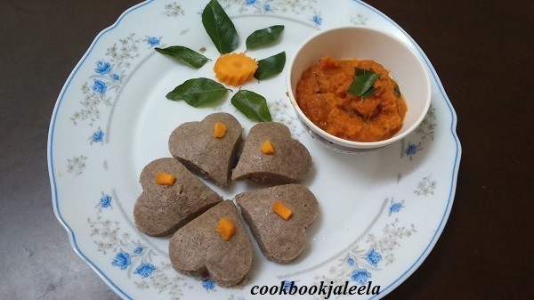 Heart Shape Mini Ragi Idly & Tomato And Carrot Chutney - Plattershare - Recipes, food stories and food lovers