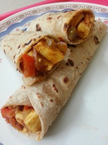 Tofu And Bell Pepper Kathi Roll - Plattershare - Recipes, Food Stories And Food Enthusiasts
