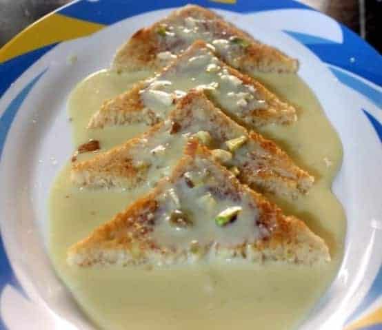 Quick Shahi Tukda Or Tukra Recipe Or Indian Bread Pudding Recipe - Plattershare - Recipes, food stories and food lovers