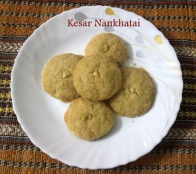 Kesar Nankhatai Biscuit Or Kesar Flavoured Nankhatai Cookies - Plattershare - Recipes, food stories and food lovers