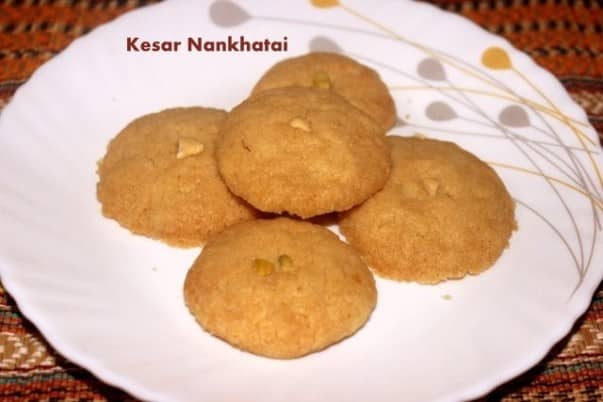 Kesar Nankhatai Biscuit Or Kesar Flavoured Nankhatai Cookies - Plattershare - Recipes, Food Stories And Food Enthusiasts