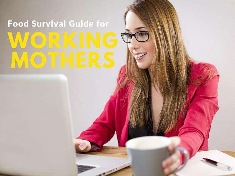 Food Survival Guide For Working Mothers - Plattershare - Recipes, food stories and food lovers Working mother working on laptop with coffee, food stories for busy moms.