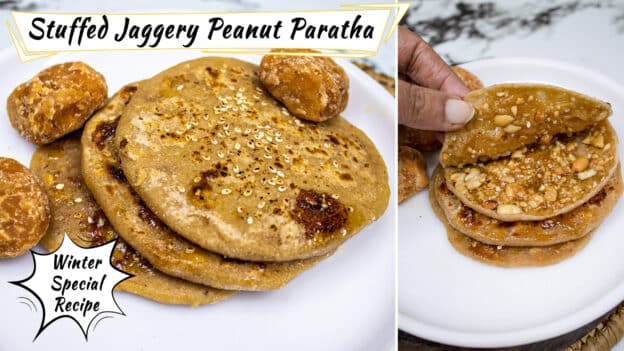 Stuffed Jaggery Peanut Paratha - Plattershare - Recipes, Food Stories And Food Enthusiasts