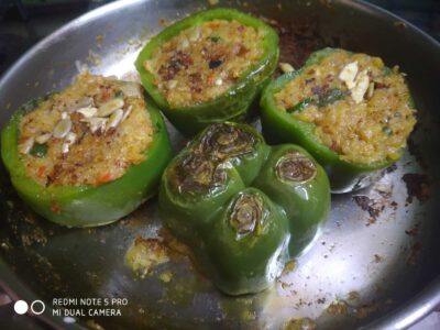 Healthy Stuffed Bell Peppers with Indian Chestnuts: A Diabetic-Friendly Delight - Plattershare - Recipes, food stories and food lovers Capsicum with Chestnuts