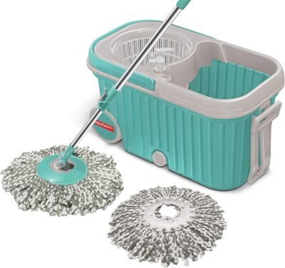 Spin Mop with Bigger Wheels & Plastic Auto Fold Handle