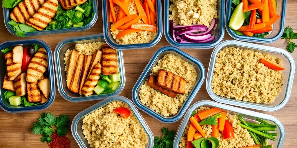 Healthy meal prep containers with colorful foods - Ultimate Guide to Meal Prep to Get Lean: Strategies for Effective Fat Loss and Muscle Gain