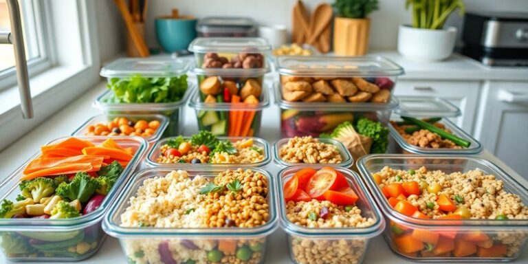 Prepared meals in containers for efficient meal prep.