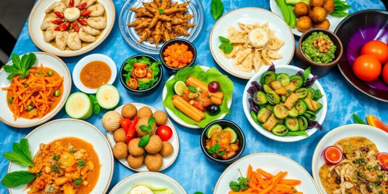 Colorful dishes representing food trends for 2025.