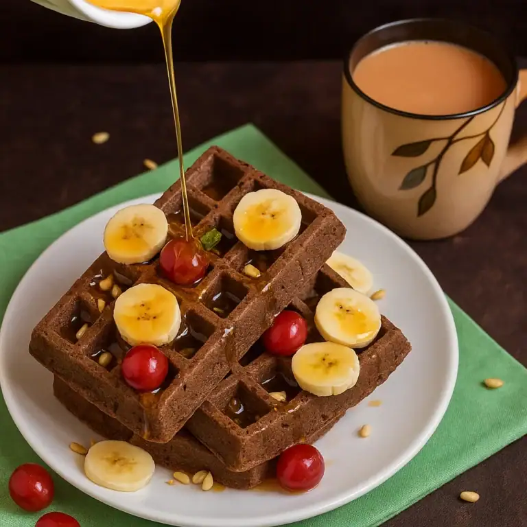 Healthy Chocolate Waffles (No Waffle Iron Required!) - Plattershare - Recipes, food stories and food lovers Healthy Chocolate Waffles (No Waffle Iron Required!)