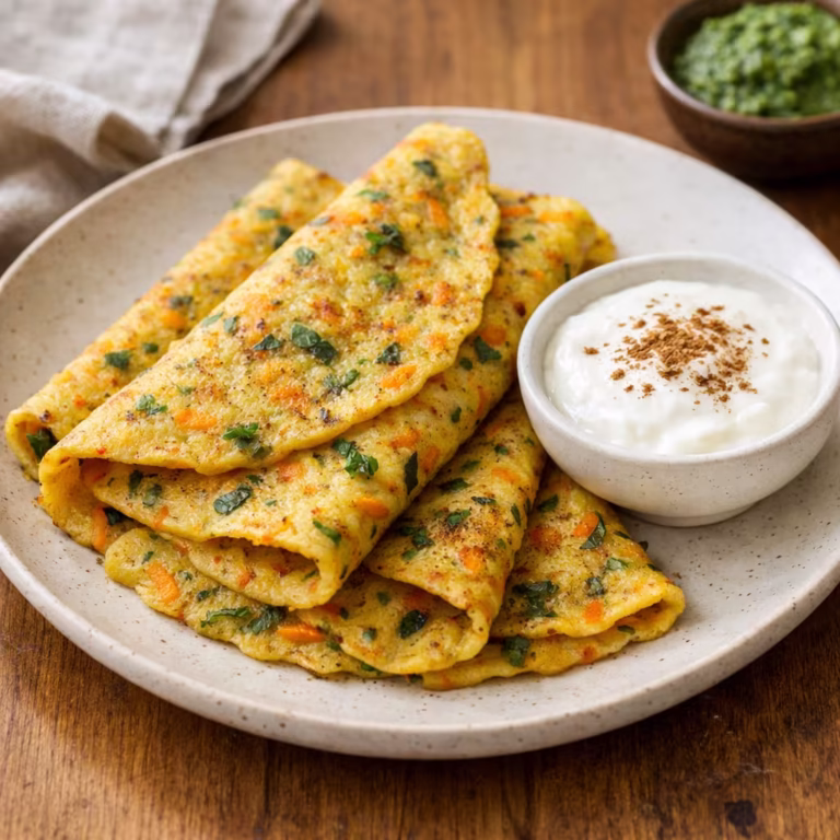 Hormone-Balancing Moong Dal Cheela with Gut-Friendly Curd
