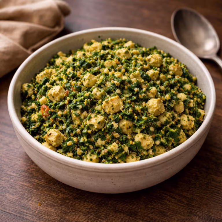 Low-Carb Palak Tofu Bhurji for PCOS Night Balance - Plattershare - Recipes, food stories and food lovers Low-Carb Palak Tofu Bhurji for PCOS Night Balance