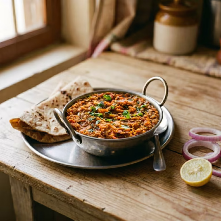 Baingan Bharta with Roti (Home-Style) - Plattershare - Recipes, food stories and food lovers Baingan Bharta with Roti (Home-Style)