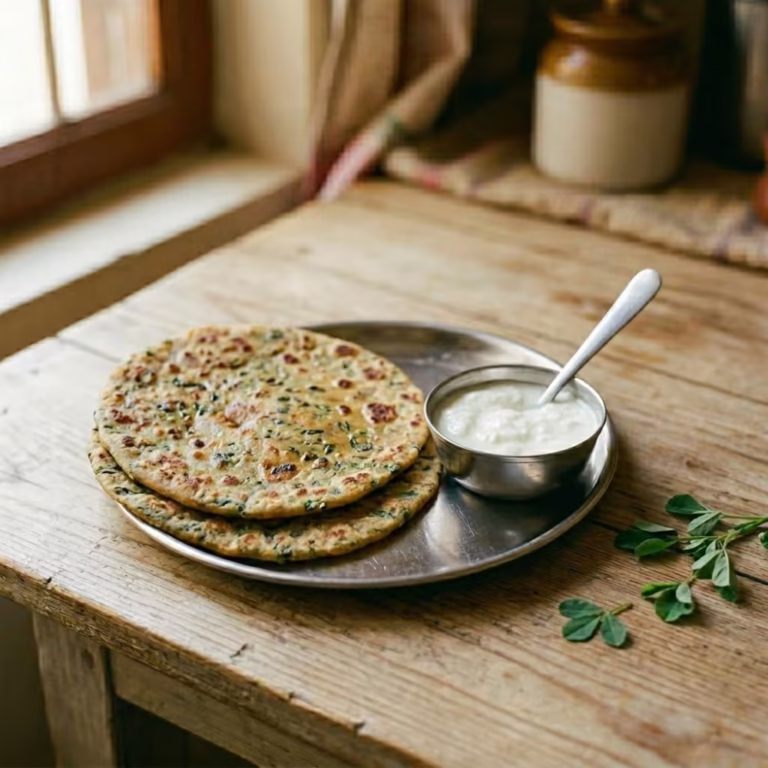 Methi Paratha with Curd (Home-Style) - Plattershare - Recipes, food stories and food lovers Methi Paratha with Curd (Home-Style) - Plattershare - Recipes, food stories and food lovers