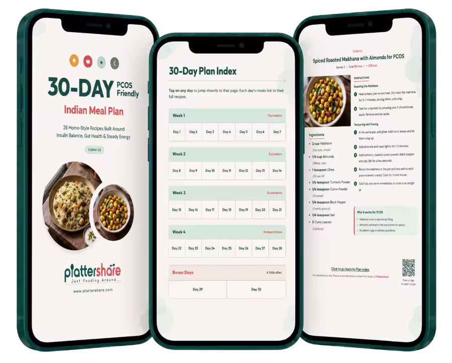 30-Day Indian Vegetarian Meal Plan Designed for PCOS - Plattershare - Recipes, food stories and food lovers A 30-Day Indian Vegetarian Meal Plan Designed for PCOS