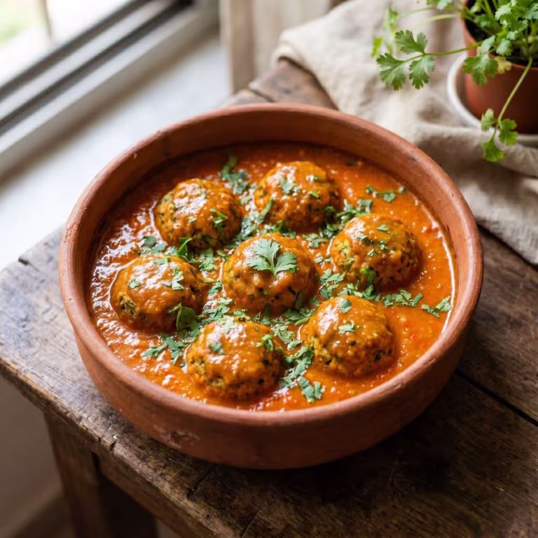 Baked Lauki Kofta in Light Tomato Curry - Plattershare - Recipes, food stories and food lovers Baked Lauki Kofta in Light Tomato Curry