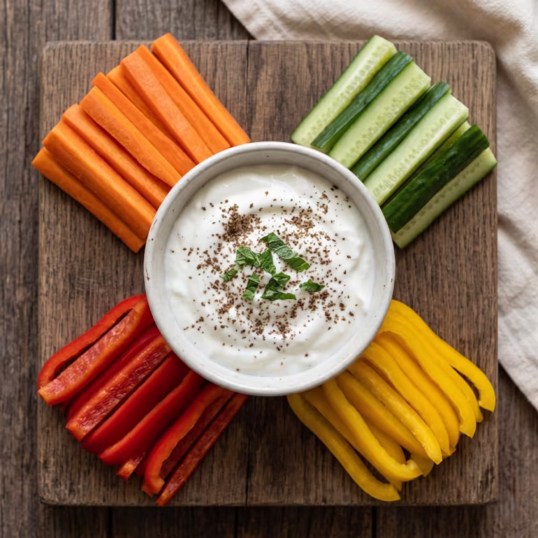 Curd & Roasted Flaxseed Dip with Veggie Sticks - Plattershare - Recipes, food stories and food lovers Curd and Roasted Flaxseed Dip with Veggie Sticks