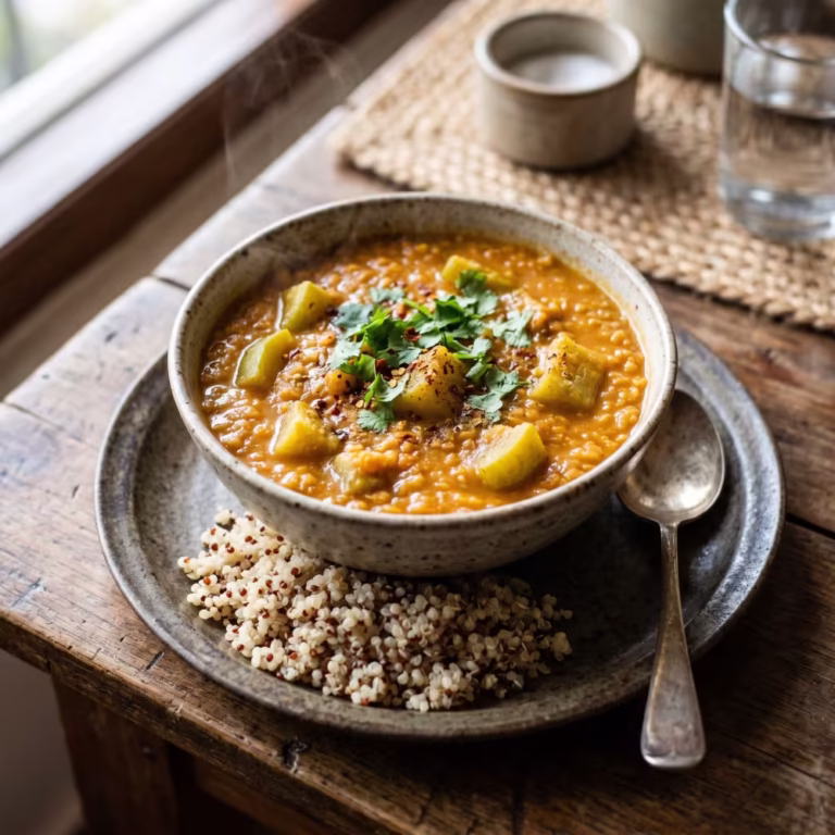 Masoor Dal with Lauki & Quinoa for PCOS Lunch - Plattershare - Recipes, food stories and food lovers Masoor Dal with Lauki and Quinoa
