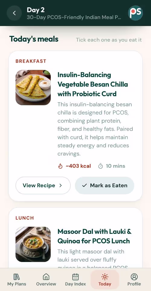 30-Day Indian Vegetarian Meal Plan Designed for PCOS - Plattershare - Recipes, food stories and food lovers 30-Day Indian Meal Plan to Lose Weight Without Dieting a