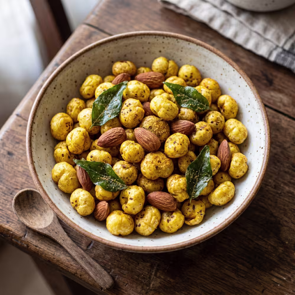 Spiced Roasted Makhana with Almonds for PCOS - Plattershare - Recipes, food stories and food lovers Spiced Roasted Makhana with Almonds for PCOS
