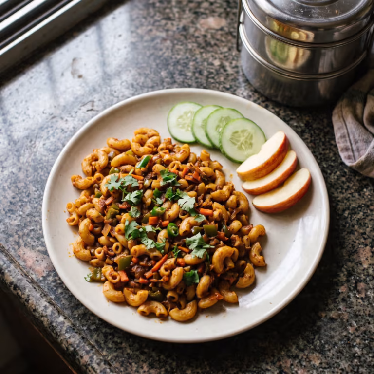 Masala Macaroni for Kids Tiffin - Plattershare - Recipes, food stories and food lovers Masala Macaroni for Kids Tiffin