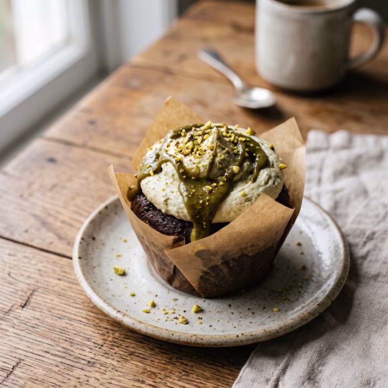 Pistachio Stuffed Chocolate Cupcakes - Plattershare - Recipes, food stories and food lovers Pistachio Stuffed Chocolate Cupcakes