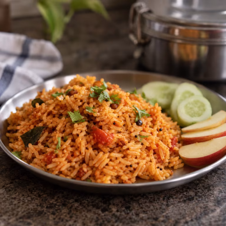 Tomato Rice for Kids Tiffin - Plattershare - Recipes, food stories and food lovers Tomato Rice for Kids Tiffin