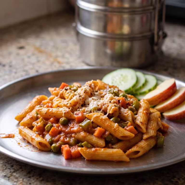 Vegetable Pasta for Kids Tiffin - Plattershare - Recipes, food stories and food lovers Vegetable Pasta for Kids Tiffin