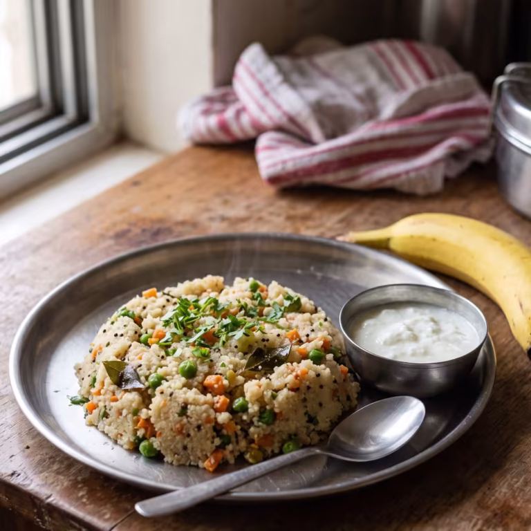 Vegetable Upma for Kids Tiffin - Plattershare - Recipes, food stories and food lovers Vegetable Upma for Kids Tiffin