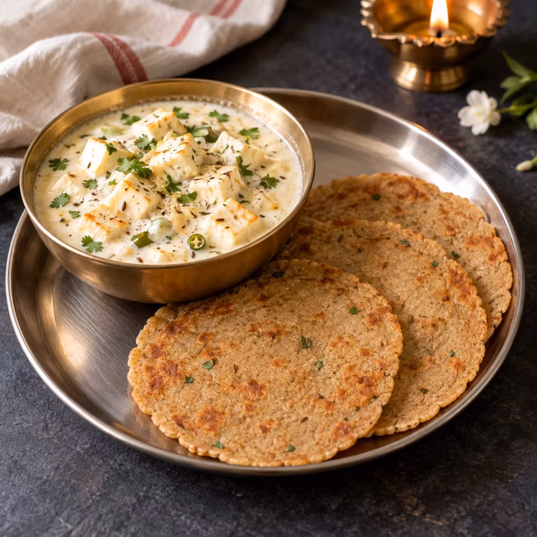 Dahi Paneer with Rajgira Roti - Plattershare - Recipes, food stories and food lovers Dahi Paneer with Rajgira Roti - Plattershare - Recipes, food stories and food lovers