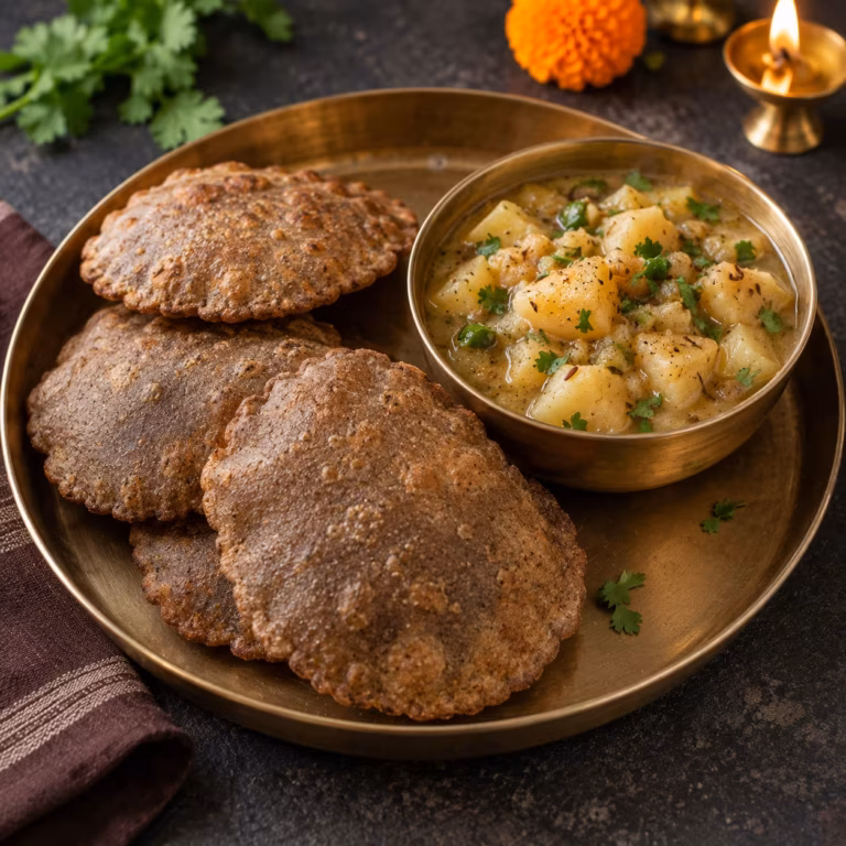 Kuttu Puri with Aloo Sabzi - Plattershare - Recipes, food stories and food lovers Kuttu Puri with Aloo Sabzi